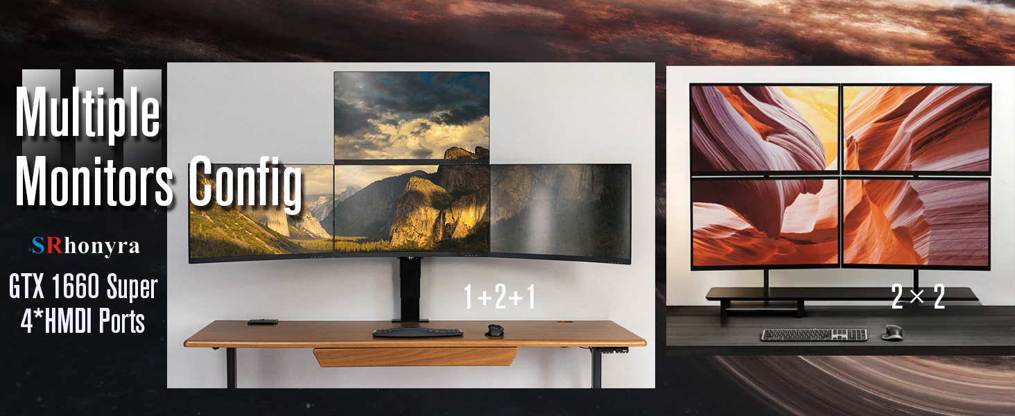SRhonyra SR166S4H61 GTX 1660 Super 4HDMI Mulitple Display Graphics Quad setup
