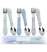 Bakpoco 6PCS Toddler Utensils, 316 Stainless Steel Baby Safe Forks + Spoons with Silicone Handle,...