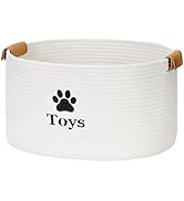 Jumpress Dog Toy Basket Large, Quality Cotton Rope Dog Toy Storage with Handles, Durable Dog Toy ...