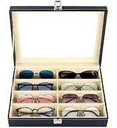 NATGAI 8-Slot Sunglasses and Eyeglasses Display Case | Stylish Storage Organizer for Women and Me...