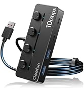 Qeefun 4-Port USB 3.2 Hub with 2 USB-C and 2 USB-A Ports, Individual LED Power Switches,10Gbps Da...