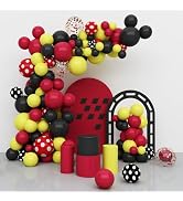 Mickey Mouse Balloons Garland Arch Kit, 100pcs Red Black Yellow Confetti Balloons for Cartoon Mou...
