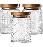Adodeen 3-Pack 24oz Glass Jar With Airtight Lid,Kitchen Canisters For Countertop,Coffee Sugar Con...