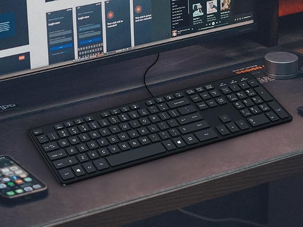 Low-Profile Flat Keyboard with US Layout (QWERTY),Ultra-Slim Quiet Computer Keyboard for PC Windows