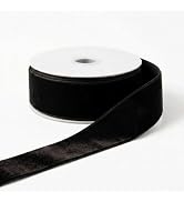 IDONGCAI Black Flocked Velvet Ribbon 1.5 Inch x 10 Yards for Crafts | Soft flocked texture, elega...