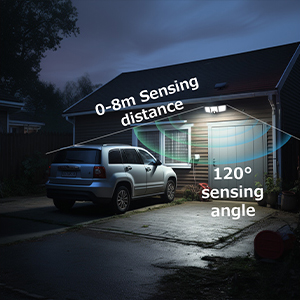 a car is parked in front of a garage.
