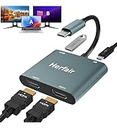 Herfair HDMI Splitter for Dual Monitors Extended Display 1 in 2 Out 4K USB C to 2 HDMI Adapter Ex...