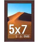 LaVie Home 5x7 Picture Frame for Wall Display, 5x7 Brown Picture Frame with HD Plexiglas, 5 x 7 P...