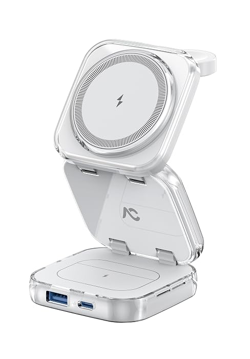 AC ISLAND 5-in-1 Qi2.2 Wireless Charger for MagSafe, 25W Foldable Magnetic Stand Charging Station