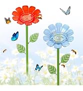 Retyion 2 Pack Bee Watering Station, Plastic Flower Bee Bath for Garden | Colorful Butterfly Wate...