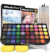 Nicpro Watercolor Paint Set, 48 Water Colors Kit with 8 Squirrel Brushes, Palette, Watercolor Pen...