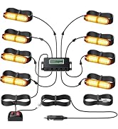 EYPINS LED Surface Mount Strobe Lights Kit, Amber Warning Flashing Strobe Lights, 8PCS Emergency ...