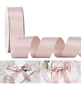 HUIHUANG 1-1/2 inch Double Face Satin Ribbon, Silk Satin Dusty Rose Ribbon 50 Yards Per Roll for ...
