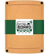 Freshware Wood Cutting Board for Kitchen, Juice Groove, Non-Slip Silicone Feet, Dishwasher Safe, ...