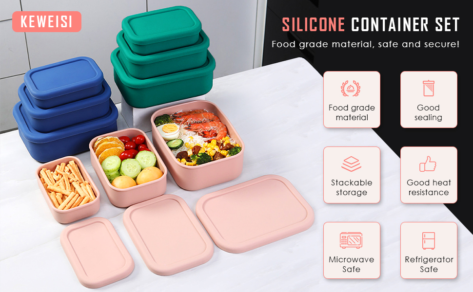 Silicone food storage containers lunch box boxes container with lids set