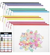 YOPCDJ 12pcs Mesh Zipper Pouch Bags, Extra Large A3 Puzzle Bag for Organizing, 12 Colors, 12 Pack...