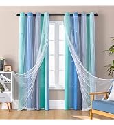 Dream Star Blackout Curtains for Kids Rooms Girl Princess Curtain for Daughter Bedroom Window (Bl...