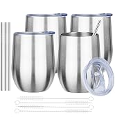 MEZMUT 12oz Insulated Wine Tumbler with Lid Double Wall Vacuum Stainless Steel Wine Glass Coffee ...