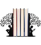 Tree of Life Bookends Decorative Couple Book Ends for Shelves, Black Metal Bookends for Heavy Boo...