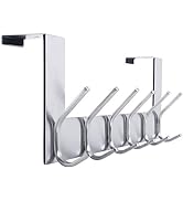 WEBI Over The Door Hook Door Hanger:Over The Door Towel Rack with 6 Hooks for Hanging Coats,Door ...