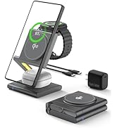 BRIMFORD 4 in 1 Wireless Charging Station for Samsung, Foldable Aluminum Magnetic Charger with LE...