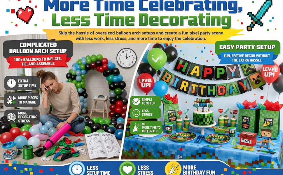 Pixel Birthday Party Decorations