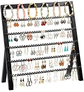 Emfogo Earring Holder Organizer, 6 Tier Earring Display Stand with 285 Holes & 6 Bracelet Rods, R...