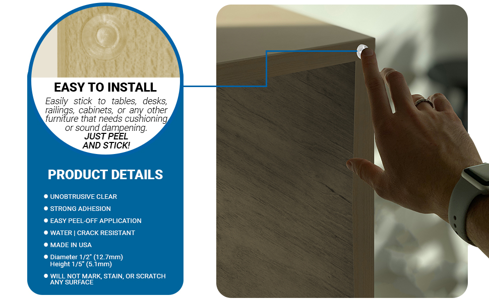 Clear SoftClose Door Drawer Cabinet Furniture Bumpers easy to install peel and stick adhesive pads