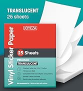 JOYEZA Premium Printable Vinyl Clear Sticker Paper for Inkjet Printer - 25 Sheets Translucent Wat...