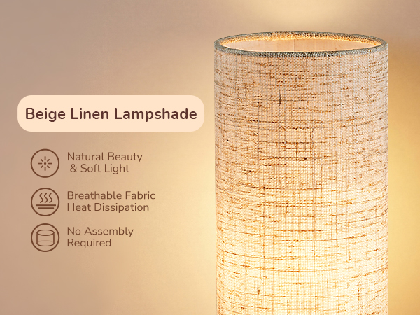 BEIGE LINEN LAMPSHADE TABLE LAMP