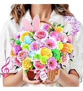 Easter Card, Happy Easter Egg Cards Light and Music, 10Inch Life Sized Forever Daisy Bouquet, 3D ...