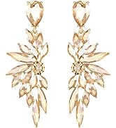 BriLove Women's Wedding Bridal Crystal Teardrop Multi Marquise Cluster Bling Dangle Earrings