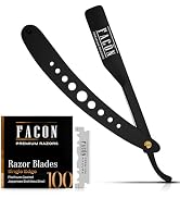 Facón Straight Razors for Men - Professional Barber Straight Edge Razor Kit with 100 Blades, Clas...