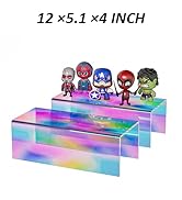 Sezanrpt Acrylic Shelf Riser 12x5.1x4 pack of 2, Iridescent Acrylic Stand for Funko Pop, Collecti...