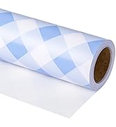 RUSPEPA Wrapping Paper - Mini Roll - Baby Blue Plaid White Background Design Perfect for Wedding,...