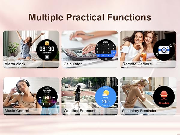 Text reads 'Multiple Practical Functions'. Grid of six illustrated panels showing various uses including home décor, cleaning, cosmetics, and cooking applications.