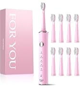 JTF Sonic Electric Toothbrush for Adults & Kids: 5 Modes for Sensitive Teeth, Effective Yet Gentl...