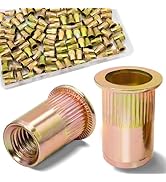 Vifmy 115Pcs M6 Rivet Nuts, Metric Zinc Plated Finish Carbon Steel Flat Head Threaded Insert Nuts...