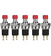 DIYhz 5Pcs Self-locking SPST Latching Type Dash ON/OFF Red Push Button Switch AC 250V/3A