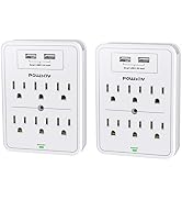 Multi Plug Outlet, Surge Protector, POWSAV USB Wall Charger with 2 USB Ports, 6-Outlet Extender a...