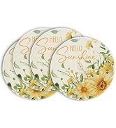 Artoid Mode Hello Sunshine Sunflower Round Summer Placemats Set of 4, 14 Inch Spring Round Table ...