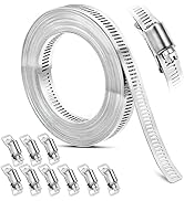 Homanu Hose Clamp, DIY 20 FT Metal Strapping with Holes + 9 Fasteners, Hose Clamps Stainless Stee...