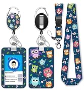Cute Owl Lanyards for Id Badges, Retractable ID Badge Holder with Detachable Lanyard, Fashionable...