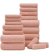 18 Piece Bath Towels Set,Super Soft Family Bathroom Towel Set with Hanging Loops-6 Bath Towels,6 ...