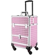 Rolling Makeup Manicure Storage Case, Makeup Trolley Rolling w/4 Universal Wheels Professional Al...
