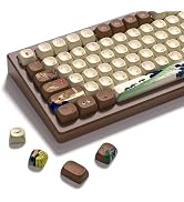 Womier Japanese Keycaps Set 130 Keys, Brown Beige Custom PBT Keycaps Set Doubleshot Dye Sub Side ...