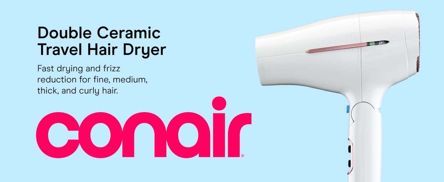 Double Ceramic Travel Hair Dryer