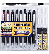 June Gold 8 Pack 0.7 mm HB #2 Mechanical Pencils, Extra Long Spin Eraser, 2 Lead Dispensers/w 220...