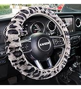 KAFEEK Elastic Long Microfiber Plush Steering Wheel Cover for Winter Warm, Universal 15 inch, Ant...