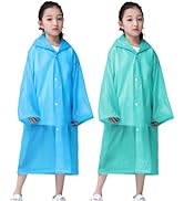 RUISHYY Kids Rain Poncho, Reusable EVA Children Raincoat for 6-13 Girls Boys, Waterproof Rain Jac...